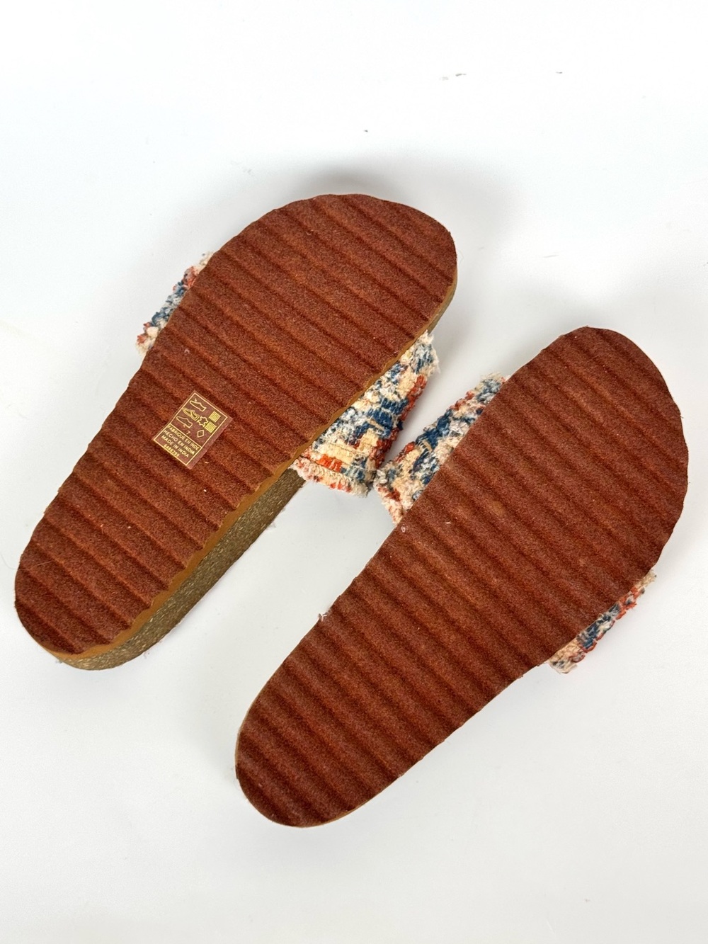 Free People Woven Wonders Footbed Sandals Navy Rust Combo Size 7 - Picture 9 of 17